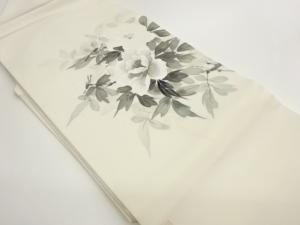 作家物　塩瀬手描き牡丹模様名古屋帯